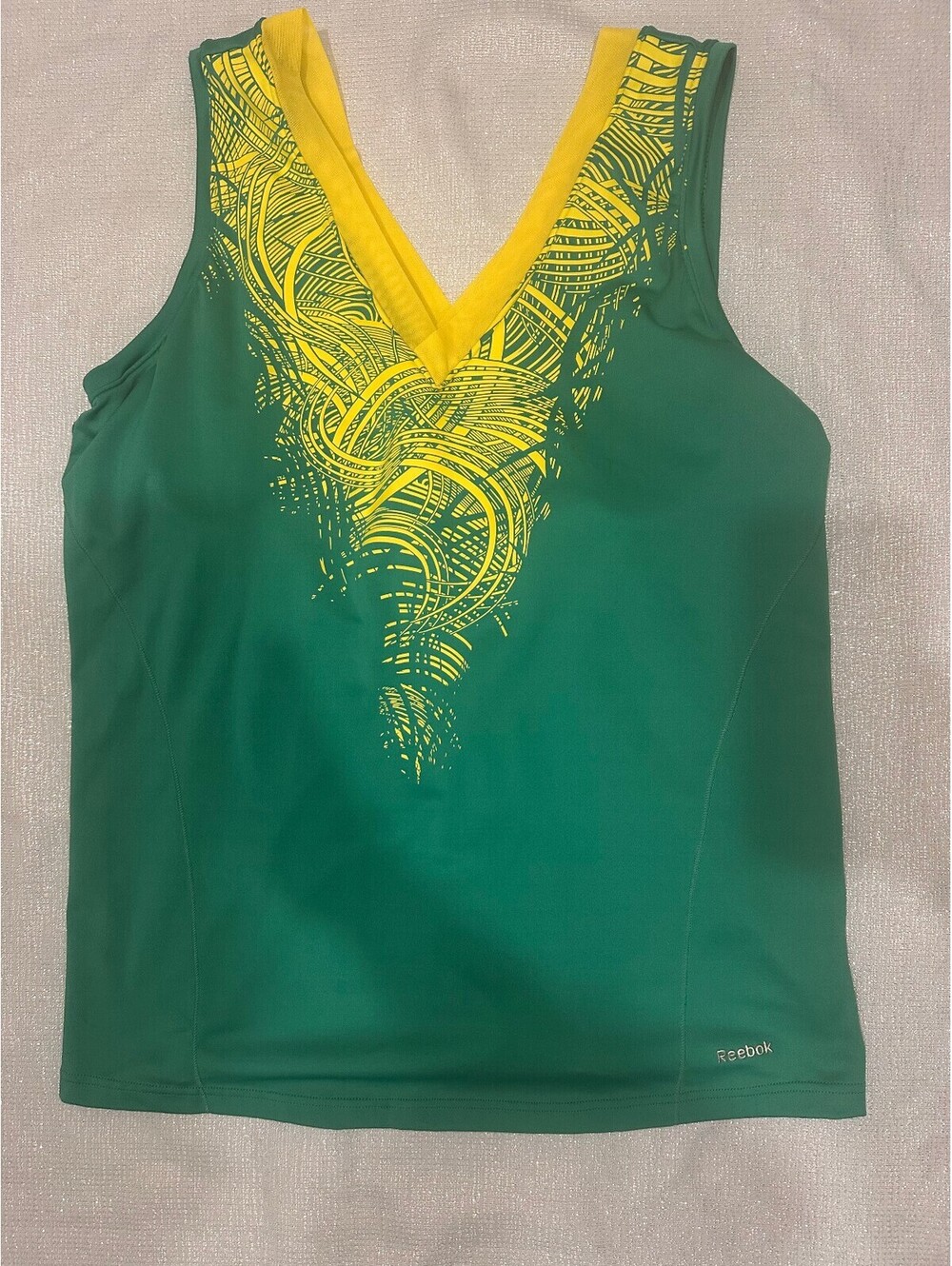 Reebok Women's Green and Yellow Athletic Tank Top Size XL